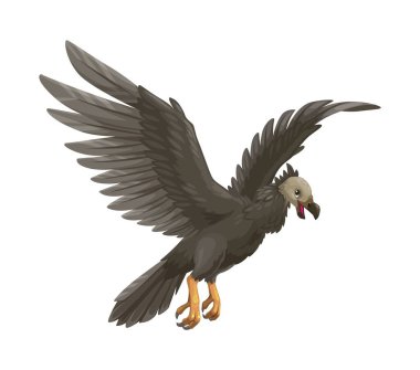 Cartoon argentavis character. Isolated vector gigantic prehistoric bird, among the largest flying birds ever discovered, with a wingspan up to 7 meters, thriving in miocene era argentina clipart