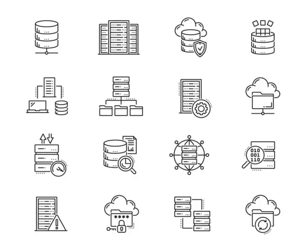 Database Network Server Cloud Storage Icons File Storage Center Hosting — Stock Vector