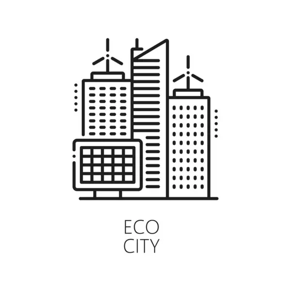 Čistá Energie Eko Město Zelená Moc Tenká Čára Ikona Ekologická — Stockový vektor