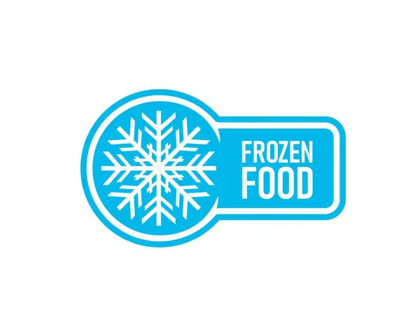 Frozen Food Icon Product Label Snowflake Ice Crystal Vector Blue — Stock Vector