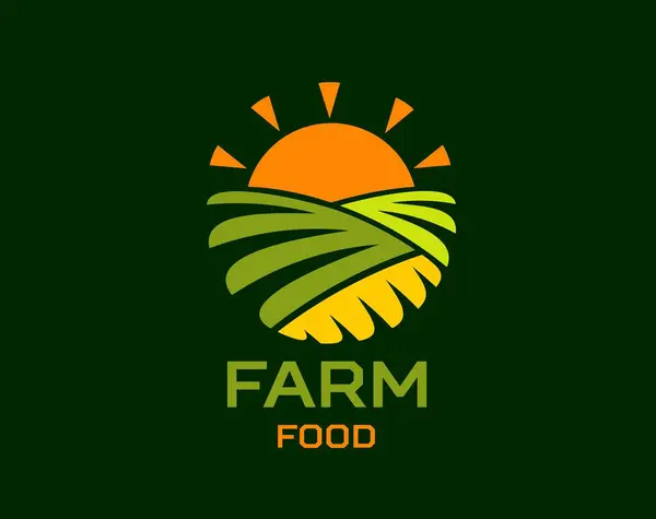 Agriculture Farm Field Icon Sun Isolated Vector Emblem Natural Organic Royalty Free Stock Vectors