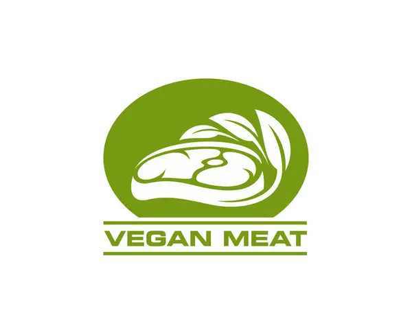 Vegan Meat Steak Icon Vegetable Beef Green Leaf Vegan Cuisine Illustrazioni Stock Royalty Free
