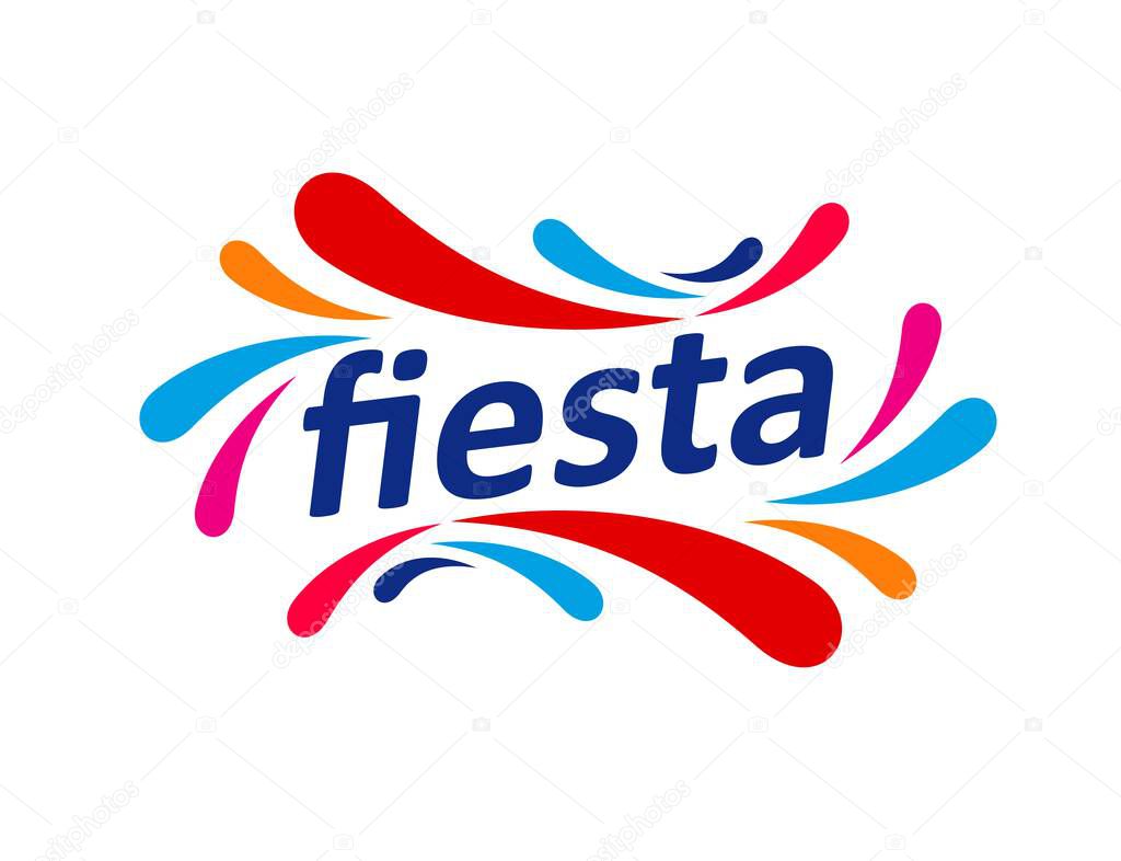 Fiesta icon for carnival event, holiday party or fun entertainment company, vector emblem. Firework confetti color splash symbol of festival or celebration party and music fest and holiday fiesta