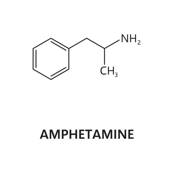 Amfetamin Szerkezet Szintetikus Drog Molekula Képlet Illegális Anyag Atomi Összetétel — Stock Vector