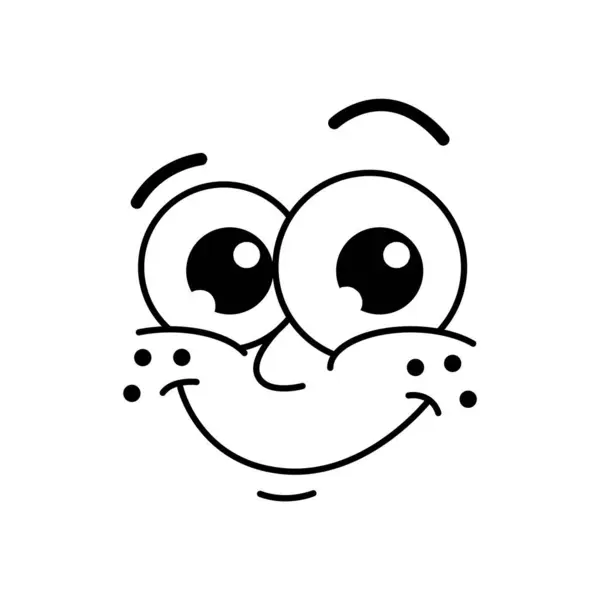 Cartoon Grappig Stripverhaal Gezicht Grote Ogen Emoji Vector Retro Emoticon Stockvector