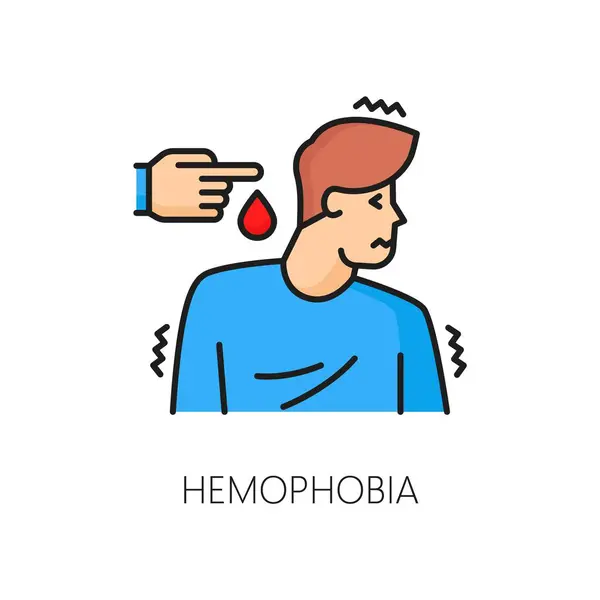 Problema Fobia Humana Salud Psicológica Hemofobia Ansiedad Mental Contorno Icono Ilustración De Stock