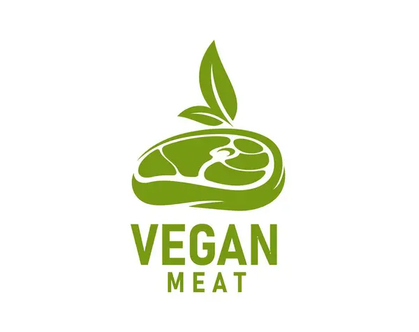 Vegan Meat Icon Vegetable Beef Steak Isolated Vector Emblem Green — Stockvektor