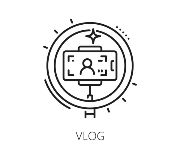 Vlog Video Content Blogging Icon Mobile Phone Camera Light Vector Stockillustration