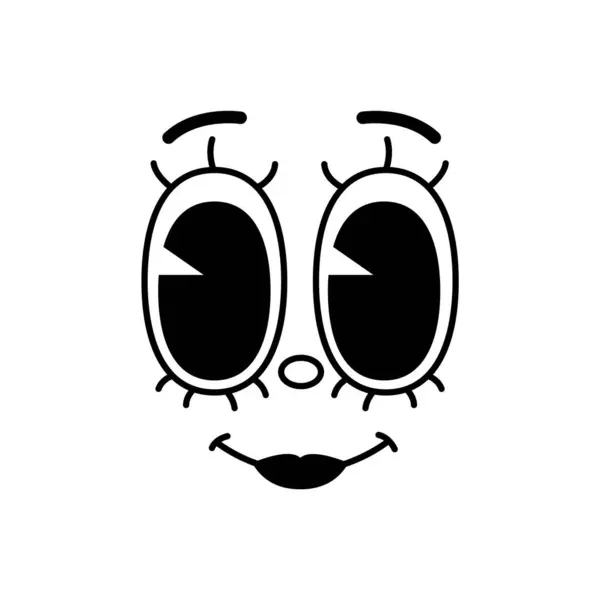 Cartoon Legrační Komické Groovy Úsměv Tvář Emoce Retro Roztomilý Emoji Vektorová Grafika