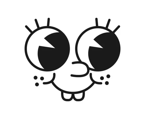 Cartoon Retro Cute Emoji Character Toothy Smile Groovy Face Funny 로열티 프리 스톡 일러스트레이션