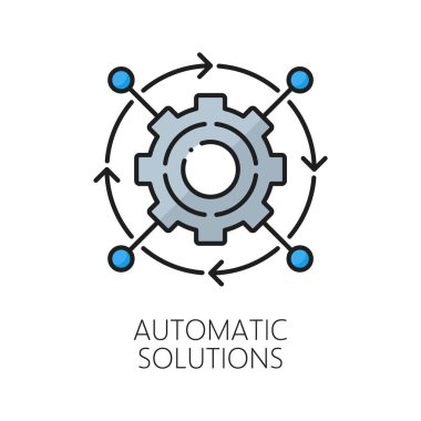 Machine learning icon of automatic solutions for AI artificial intelligence algorithm, vector color line. AutoML or automated machine learning for artificial intelligence neuroscience and AI mind clipart