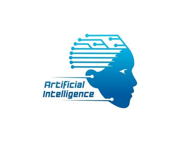 Künstliche Intelligenz Ikone Des Kopfes Mit Digitalem Datenhirn Für Geistestechnologie — Stockvektor