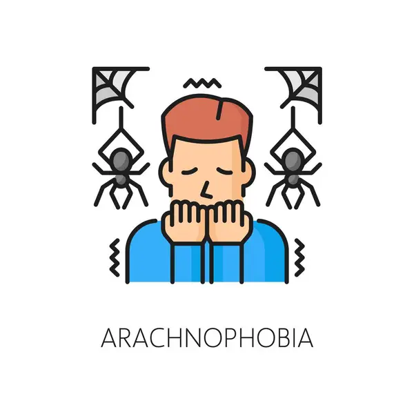 Osoba Duševní Úzkost Lidská Fobie Arachnofobie Psychologie Problém Řádek Barevné Royalty Free Stock Vektory