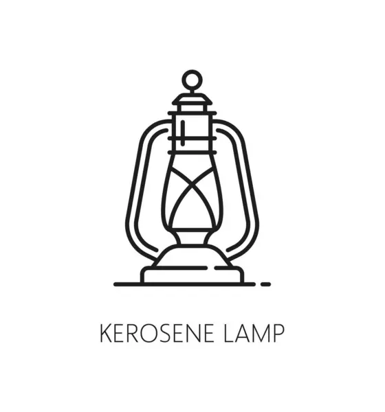Light Vintage Kerosene Lamps Thin Line Icon Miner Vintage Light — Stock Vector