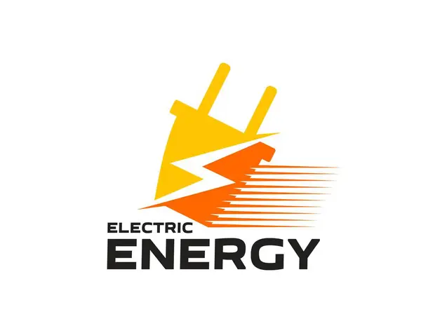 Electric Energy Icon Featuring Stylized Plug Merging Dynamic Lightning Bolt — Stock Vector
