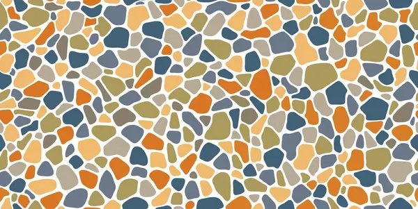 Gravel Pebble Mosaic Stone Pattern Paving Background Vector Seamless Street — Stock Vector
