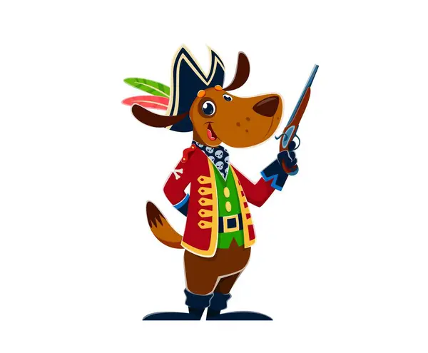 Cartoon Hond Dier Piraat Kapitein Karakter Corsair Zeeman Geïsoleerde Vector — Stockvector