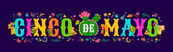 Cinco Mayo Letras Para Banner Felicitación Navideño Mexicano Fondo Vectorial — Archivo Imágenes Vectoriales