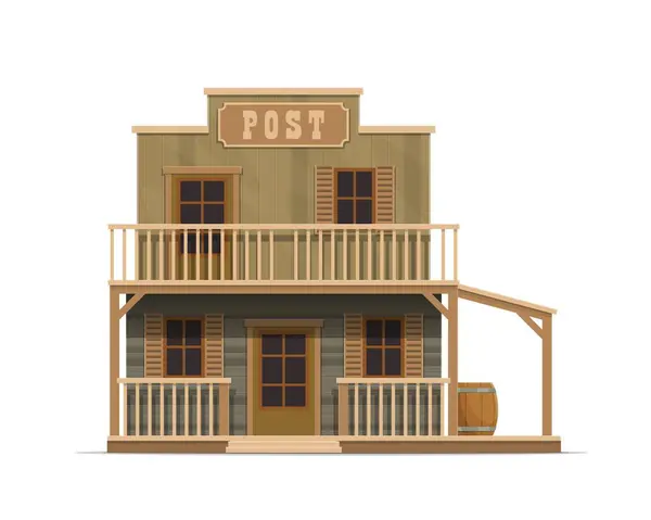 Western Post Office Building Wild West Town Old Wooden Architecture Royalty Free Stock Vectors