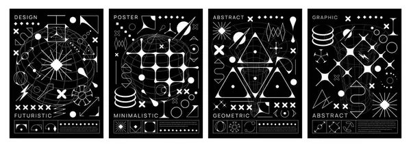 Жестокие Плакаты Y2K Абстрактными Геометрическими Формами Шаблоны Векторных Крышек Фон Векторная Графика
