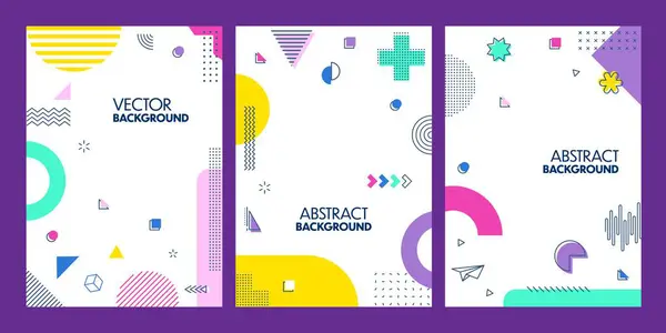 Modern Abstract Geometric Posters Memphis Shapes Vibrant Vector Backgrounds Vertical Royalty Free Stock Illustrations