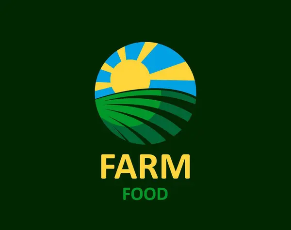 Agriculture Farm Field Icon Sun Rural Landscape Vector Vector Emblem Illustrations De Stock Libres De Droits