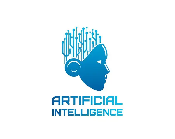 Icona Dell Intelligenza Artificiale Apprendimento Automatico Emblema Vettoriale Isolato Con Illustrazioni Stock Royalty Free