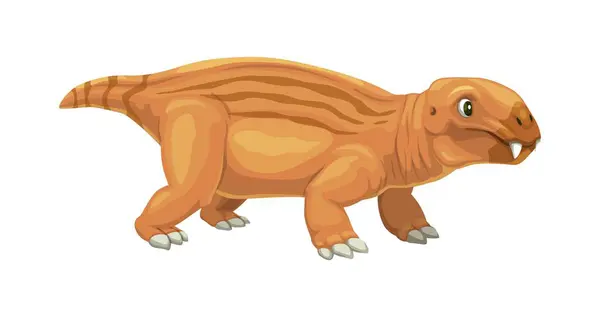 Cartoon Lystrosaurus Dinosaur Character Isolated Vector Prehistoric Dino Animal Stubby — Stock Vector