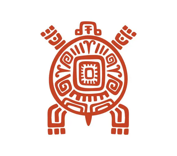 Aztec Mayan Totem Turtle Tribal Symbol Maya Inca Vector Ethnic กราฟิกภาพเวกเตอร์