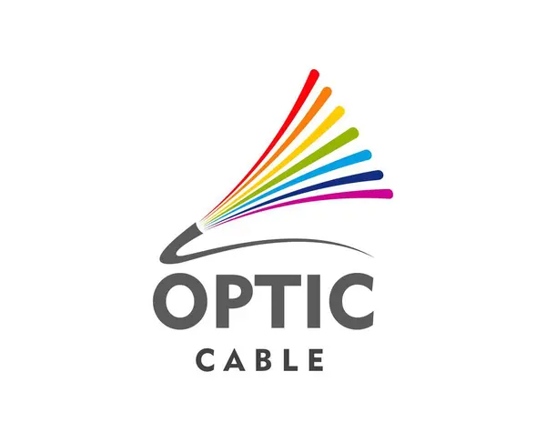 Fiber Optic Cable Icon Television Telecommunication Internet Provider Vector Emblem Стоковый вектор