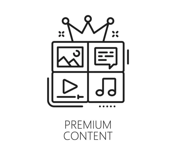 Premium Content Line Icon Blogging Social Media Multimedia Vector Linear Стоковый вектор