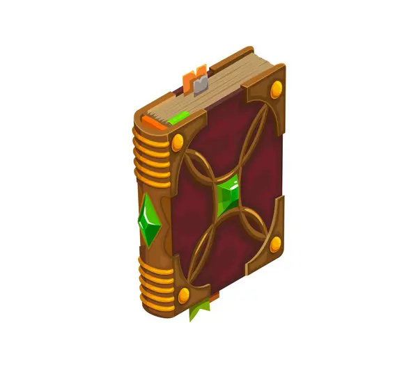 Game Book Isolated Cartoon Vector Tome Bound Ancient Leather Its ภาพประกอบสต็อก