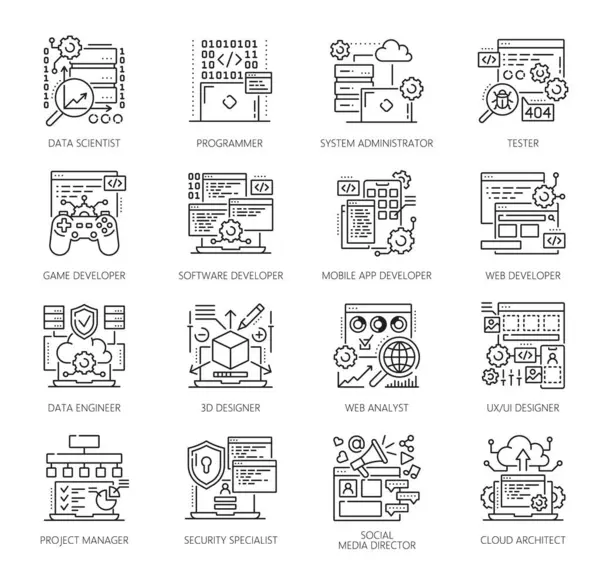 Desarrollo Web Icono Especialista Carrera Vacante Empleo Profesiones Vector Signos Ilustraciones de stock libres de derechos