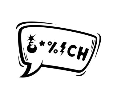 Küfür, öfke ve küfür içeren komik konuşma balonu, agresif küfür ve nefret dolu konuşmalar. Vector çığlık balonu ya da kaba küfür ile bulut bağırma, kötü kelime sansürlenmiş bomba ve yıldırım ile metin