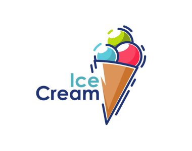 Kepçe dondurmalı dondurma, dondurma külahı vektör ikonu çilekli, fıstıklı ve naneli. Eritilmiş dondurma, dondurma, donmuş yoğurt ya da dondurmacı için gofret kabında meyveli dondurma kepçesi.