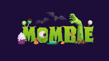 Cadılar bayramı annesinden alıntı, zombi annesi. Yerden sarkan çürüyen derisi, uçan yarasaları, ürkütücü tatlı ve tatlıları olan ürkütücü bir tipografi. Korkunç Momster modu