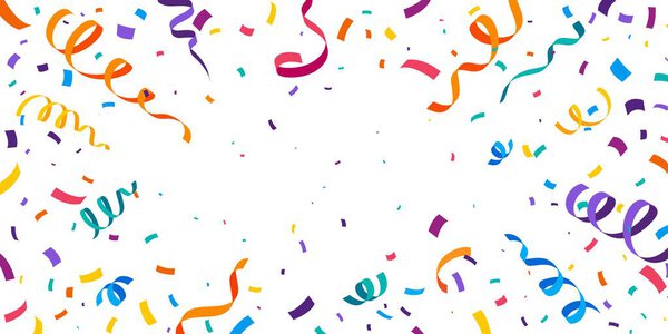 Carnival party confetti background. Festive vibrant vector backdrop filled with colorful streamers, showers joy in kaleidoscope of colors, creating spirited and lively atmosphere for celebration event