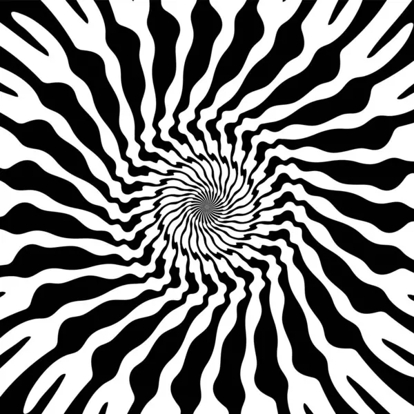 stock vector Psychedelic hypnotic spiral pattern, hypnosis swirl. Vector dynamic black and white vortex, illusion of movement and depth with mesmerizing and dizzying effect. Psychedelic abstract twirl background