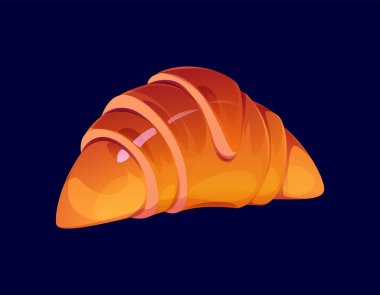 Çizgi film kruvasan şekerlemeleri ve tatlı pastalar. Parlak, sarkık hamurlu vektör altın-kahverengi fırın. Mükemmel kıvrımlı, taze ve tereyağlı kruvasan, kahvaltı ya da aperatif seçeneği, hamur tatlısı