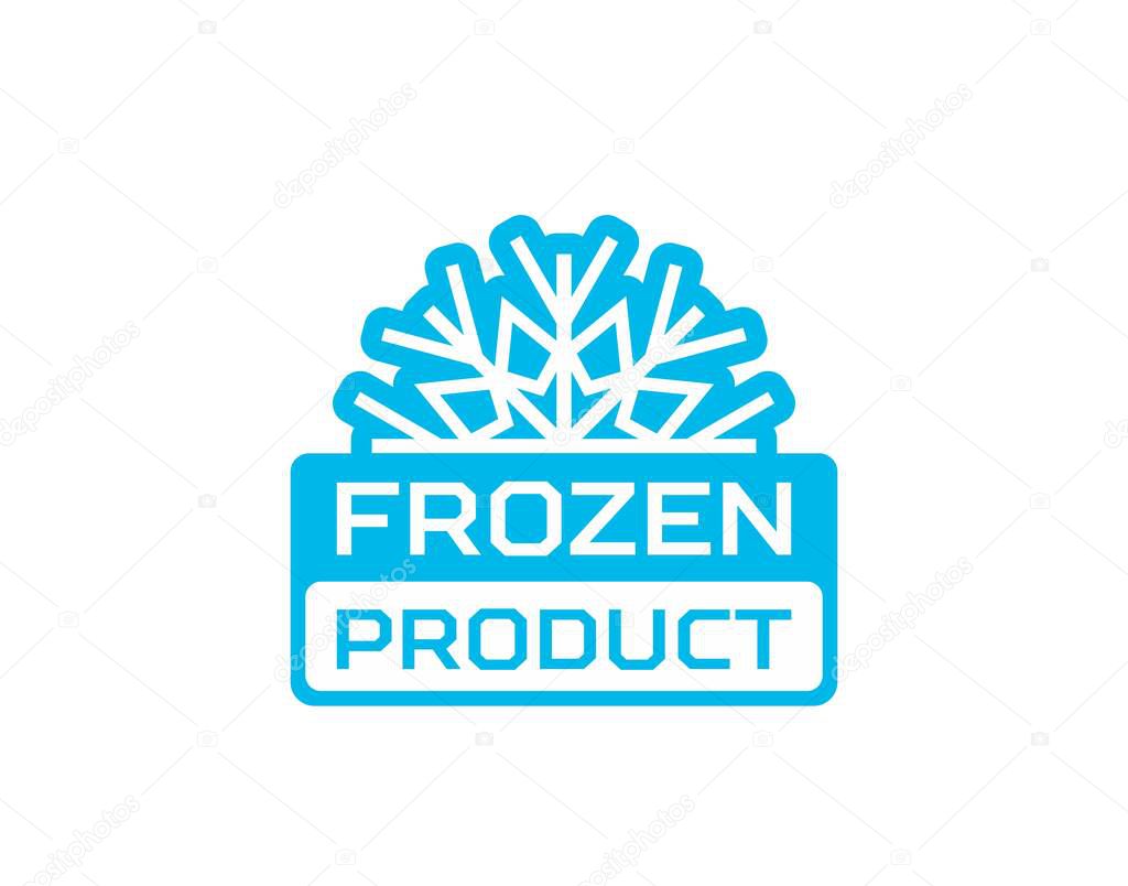 Frozen food product icon with snowflake or ice crystal for food package, vector symbol. Frozen product label for fresh refrigerated food of meat, fish and seafood and keep cold sign for frost products