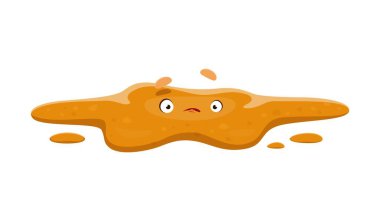 Cartoon poop emoji, funny poo excrement character, happy toilet shit emoticon. Isolated vector comical and humorous diarrhea personage with a confused expression, depicts the liquid messy aftermath