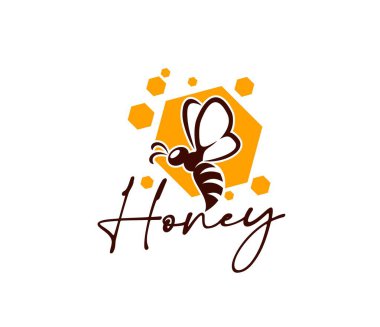 Bal arısı ikonu, arıcılık ve arıcılık. Uçan arı ve altın çiçekli nektarlı sarı balmumu altıgen arı kovanı vektör deseni. Arıcılık çiftliği tatlı yiyecekler yalıtılmış etiketli bal arısı