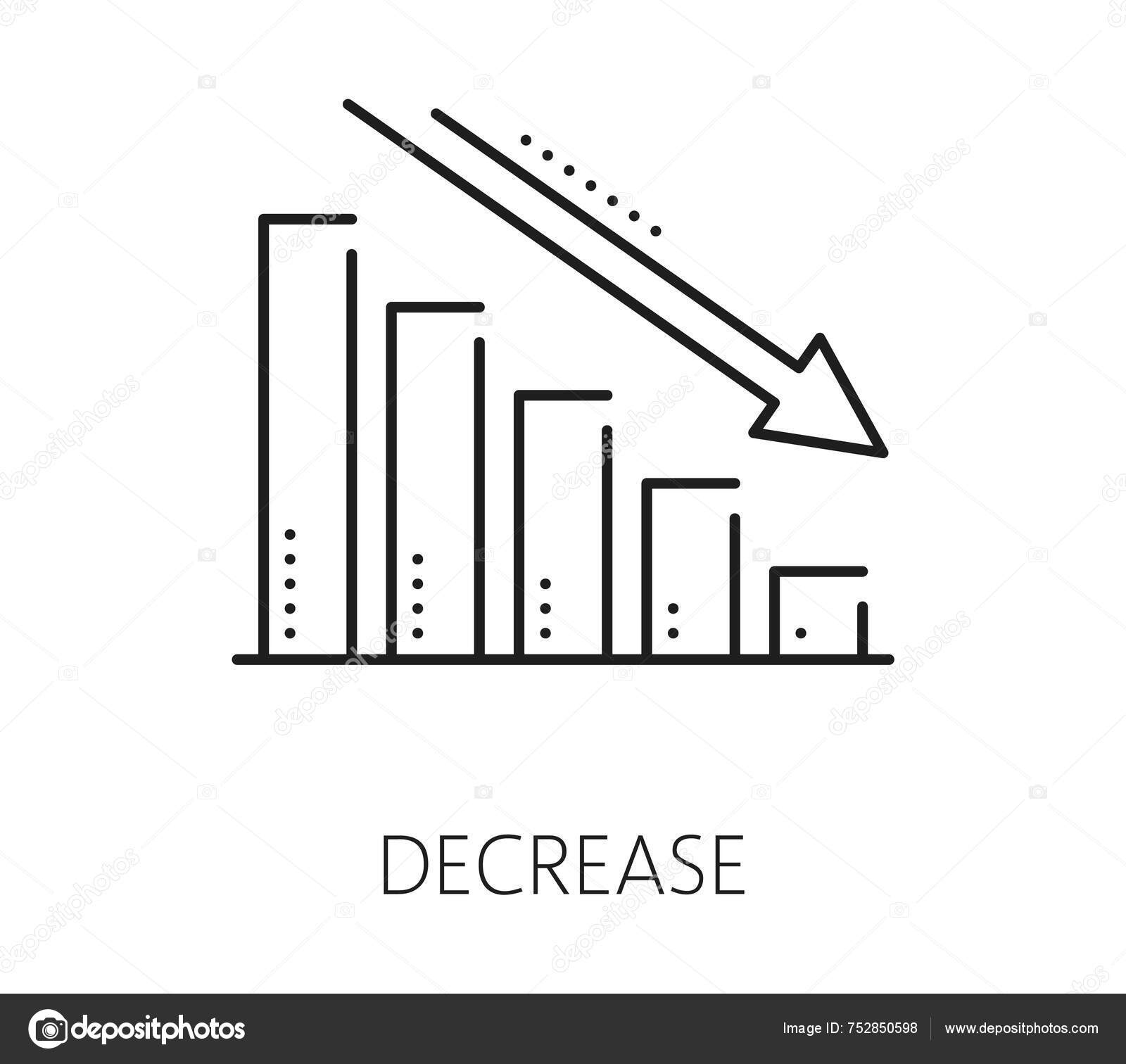 Pénzügy Adatelemzés Grafikon Ikonjának Csökkentése Üzleti Kutatási Jelentés Elemzése Pénzügyi Teljesítmény Analitika Vagy Vállalati Statisztika Vázlatos Vektor Ikon Oszlop Infografika Rámutatva Nyíl