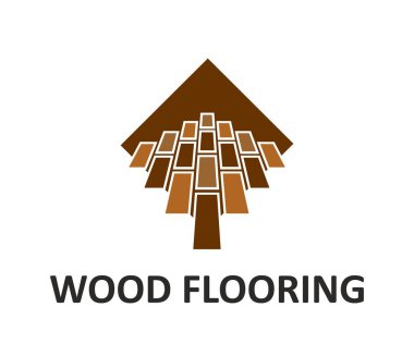 Wooden floor icon, wood parquet tile and flooring service. Isolated emblem with brown wooden planks, emphasizing natural and durable qualities of wood materials for construction or design industries clipart