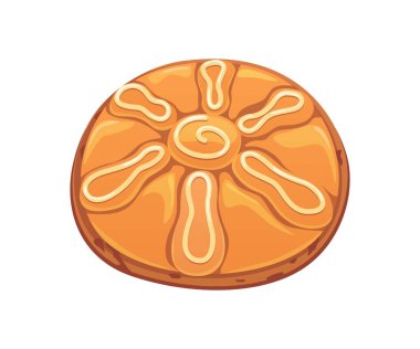 Meksika 'nın Ölü Pan de Muerto Günü ekmeği ya da pastası. Meksikalı Dia de Los Muertos festivali ürkütücü kek, izole edilmiş vektör korkutucu pasta. İspanyol kültürü bayramı mı yoksa Ölü Karnavalı Geleneksel Tavası Günü mü?