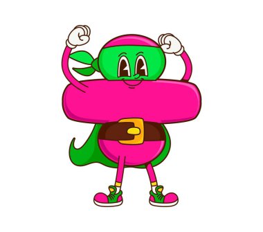 Çizgi film matematik bölümü süper kahraman karakterini imzaladı. Büyük gözleri, mutlu gülüşü ve geçmişe dönük komik atmosferi olan sevimli, komik matematik sembolü. İzole vektör eğitim aritmetik sembolü kanunsuz gücü gösteriyor