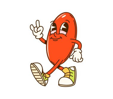 Çizgi film modası matematik geometrik hacimli oval figür karakteri. İzole vektör funky elipsoid veya küresel şekil bir gülümseme ile neşeli enerji yayıyor, oyuncu eğitim okulu maceraları için hazır