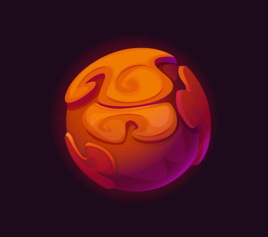 Çizgi film galaksisi fantezi uzaylısı, kahverengi yer gezegeni. Yüzeyinde girdap deseni olan gizemli gök cismi. Göktaşı ya da gezegen oyunu varlığı karanlık bir dış evrende ve evrende yüzer.