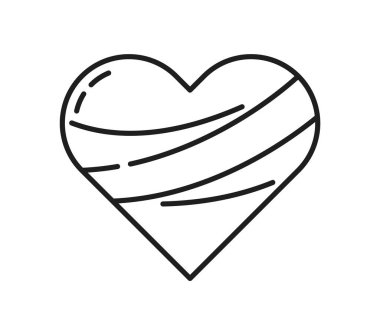 Kalp hastalığı ve kardiyoloji ikonu. Kardiyoloji ve sağlık sigortası ince çizgi işareti, kardiyovasküler sistem tıbbi hastalık iyileştirme ana hatları pictogram veya vektör sembolü kanatlı kalp