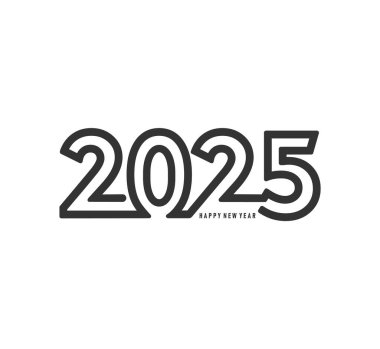 2025 takvim numarası Mutlu Yeni Yıl kutlamaları fontu, vektör yaratıcı çizgi tasarımı. 2025 takvim numarası ve yılbaşı kutlamaları afiş veya afiş üzerinde tatil tarihi için kusursuz ve cesur bir özet.